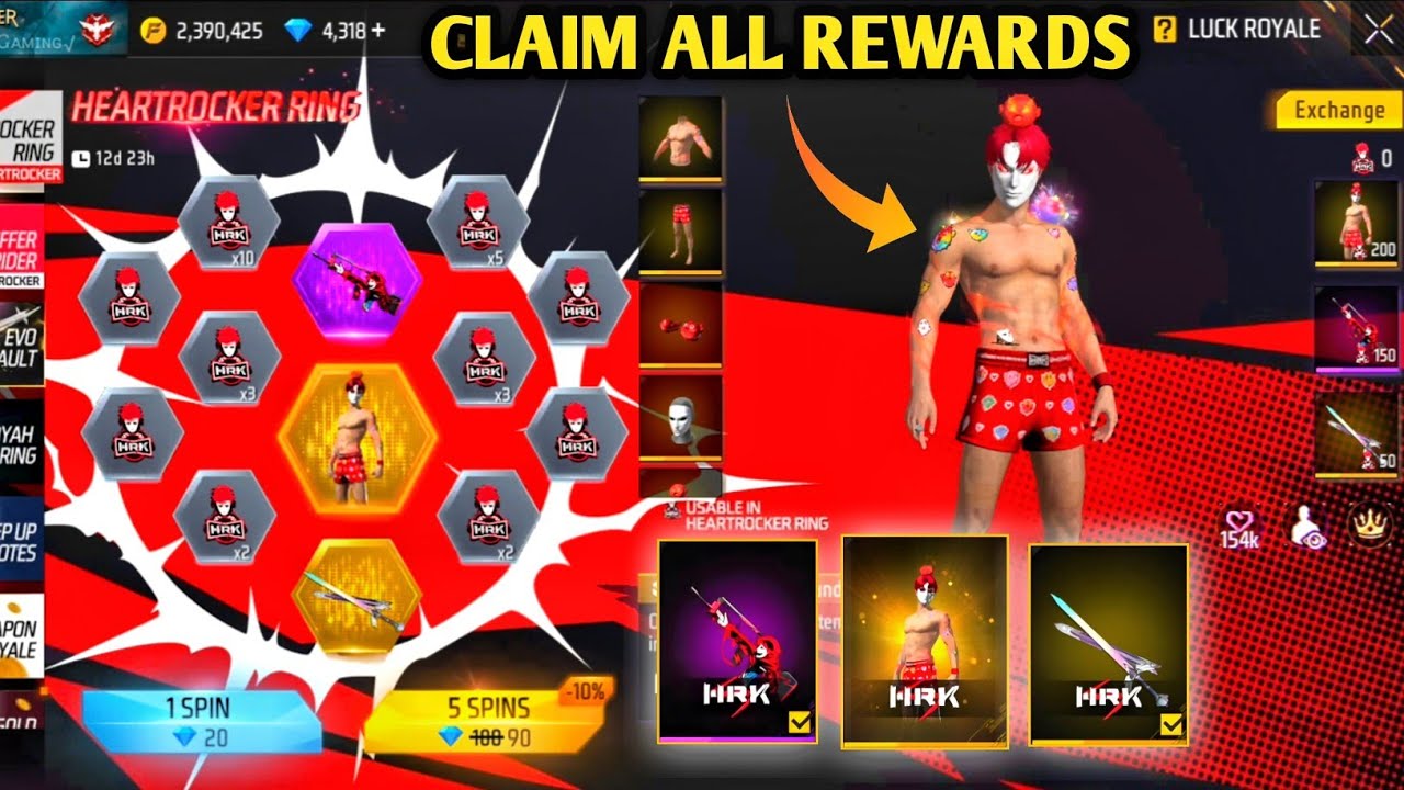 HEARTROCKER RING EVENT TODAY| FREE FIRE NEW EVENT| FF NEW EVENT TODAY| NEW FF EVENT|GARENA FREE FIRE