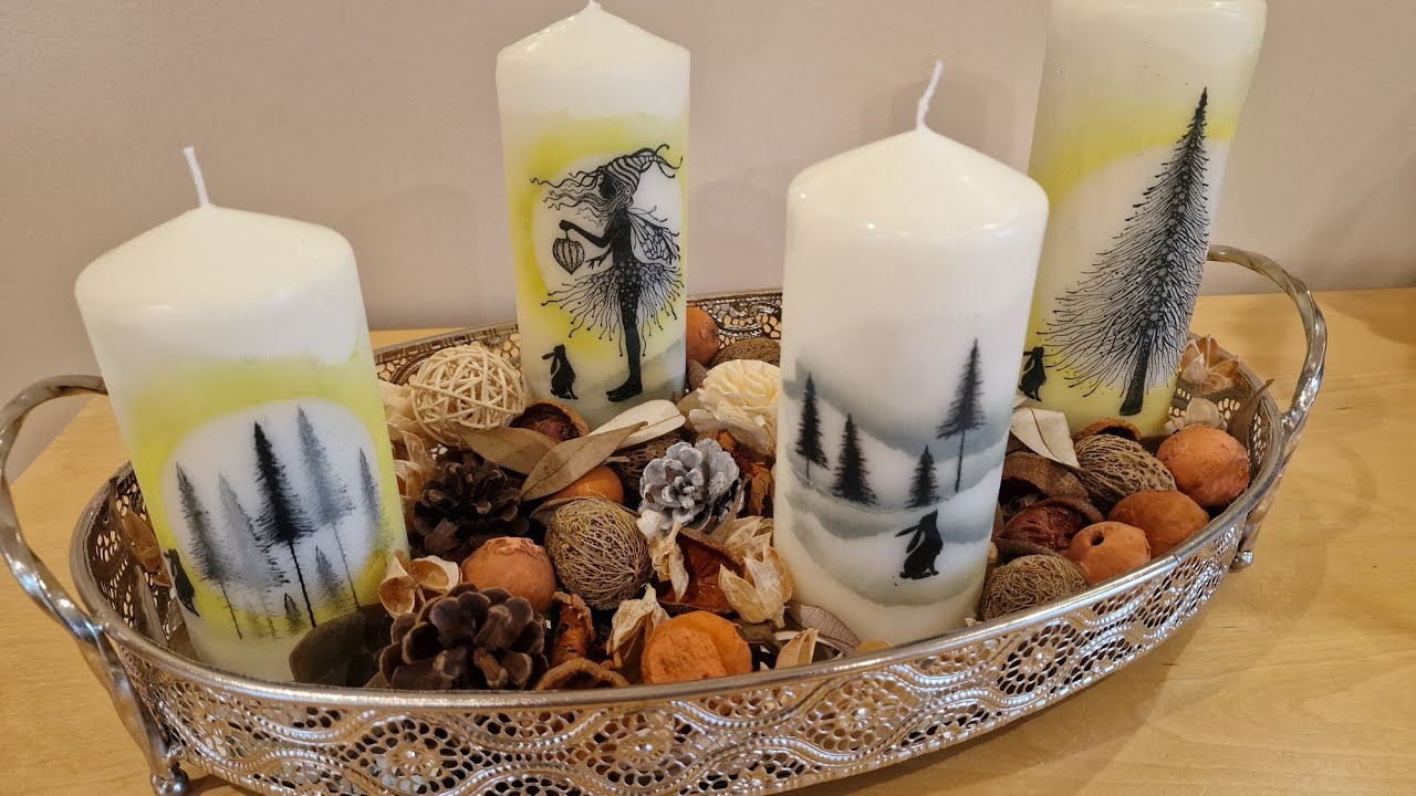 Use Craft Stamps and Inks to create these stunning Christmas Candles. #laviniastamps #distressoxide.