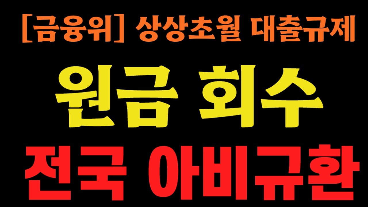 금융위 상상초월 대출규제 '원금 회수', 전국 아비규환!!