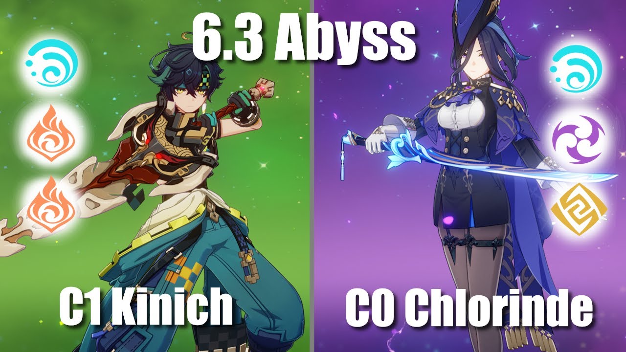 Kinich Burgeon (No Emelie) and Chlorinde Lunar-Charged | 6.3 Abyss (Genshin)