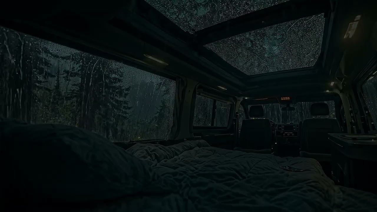 Heavy Rain & Thunderstorm Inside a Cozy Car | Let the Night Wash Away Stress for Deep Sleep
