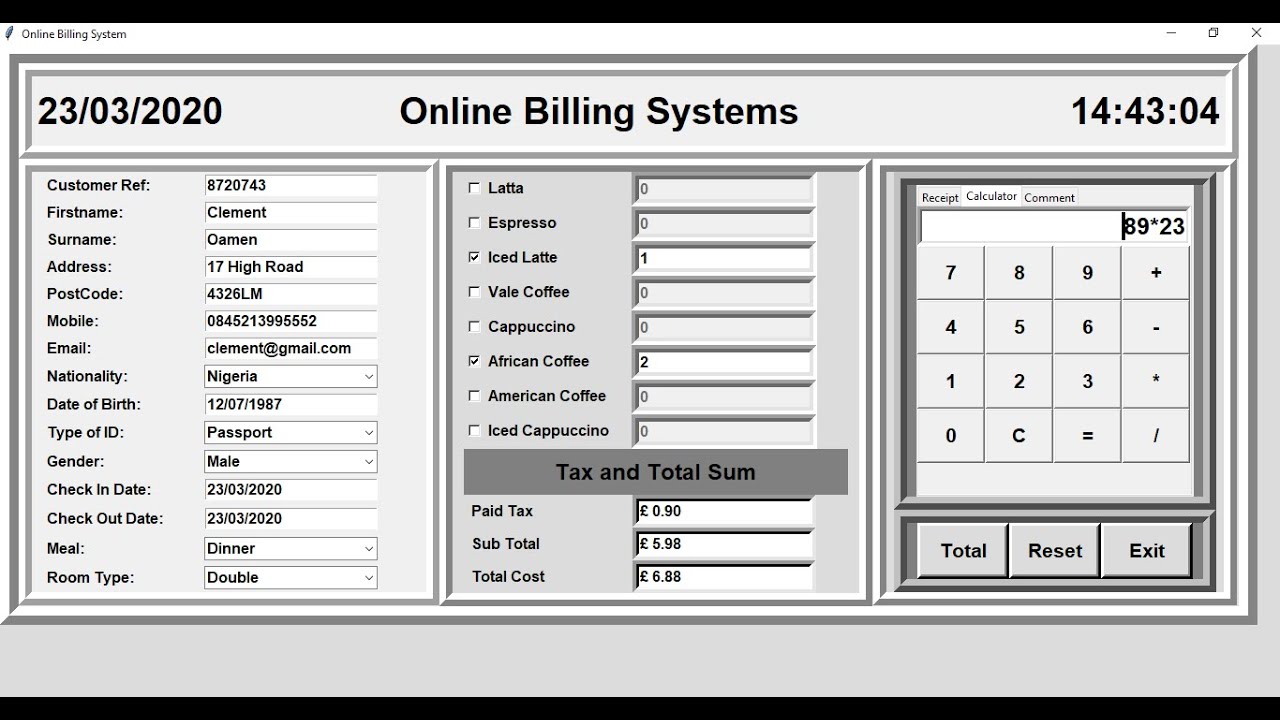 How to Create an Online Billing System with Tab Control in Python