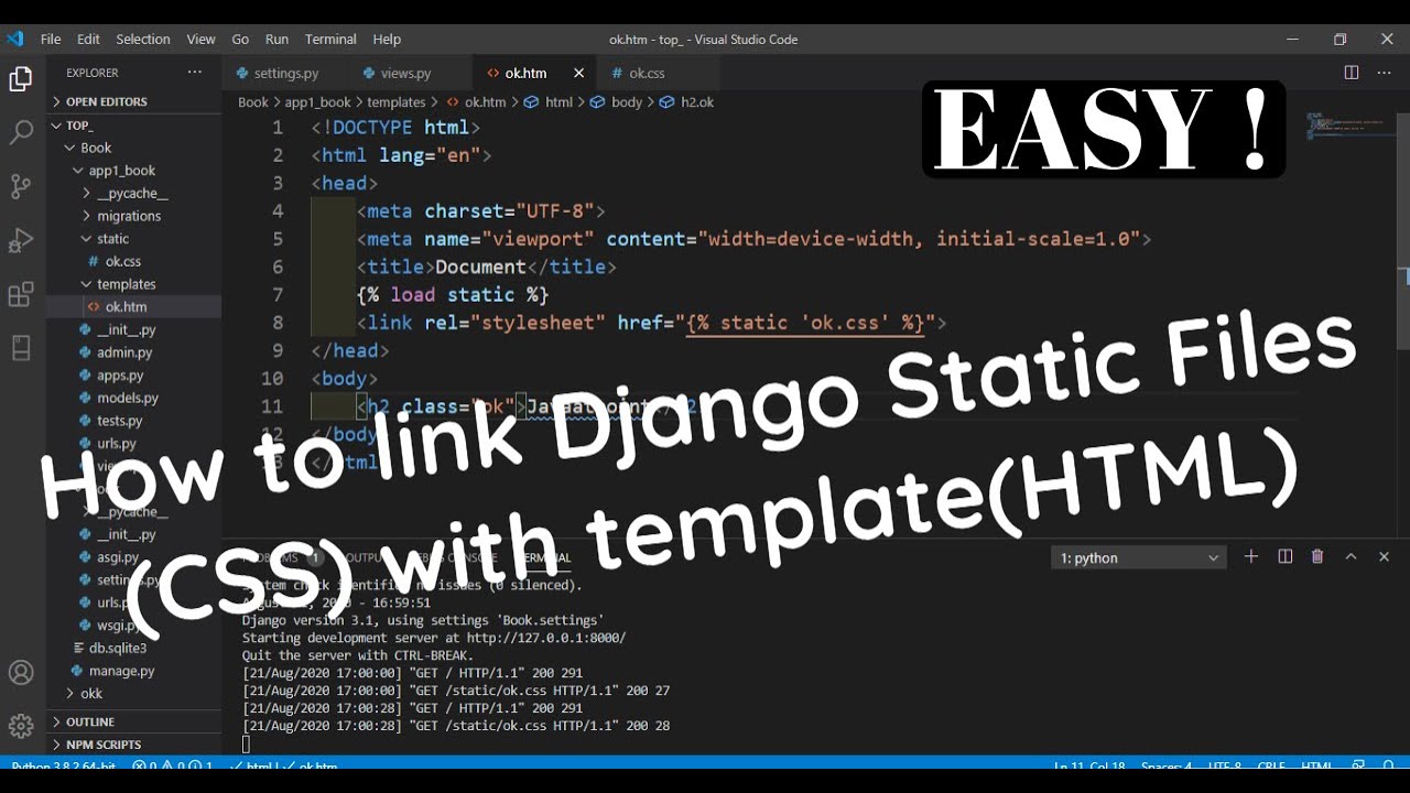 Как связать статические файлы (CSS) в Django с шаблоном (HTML)