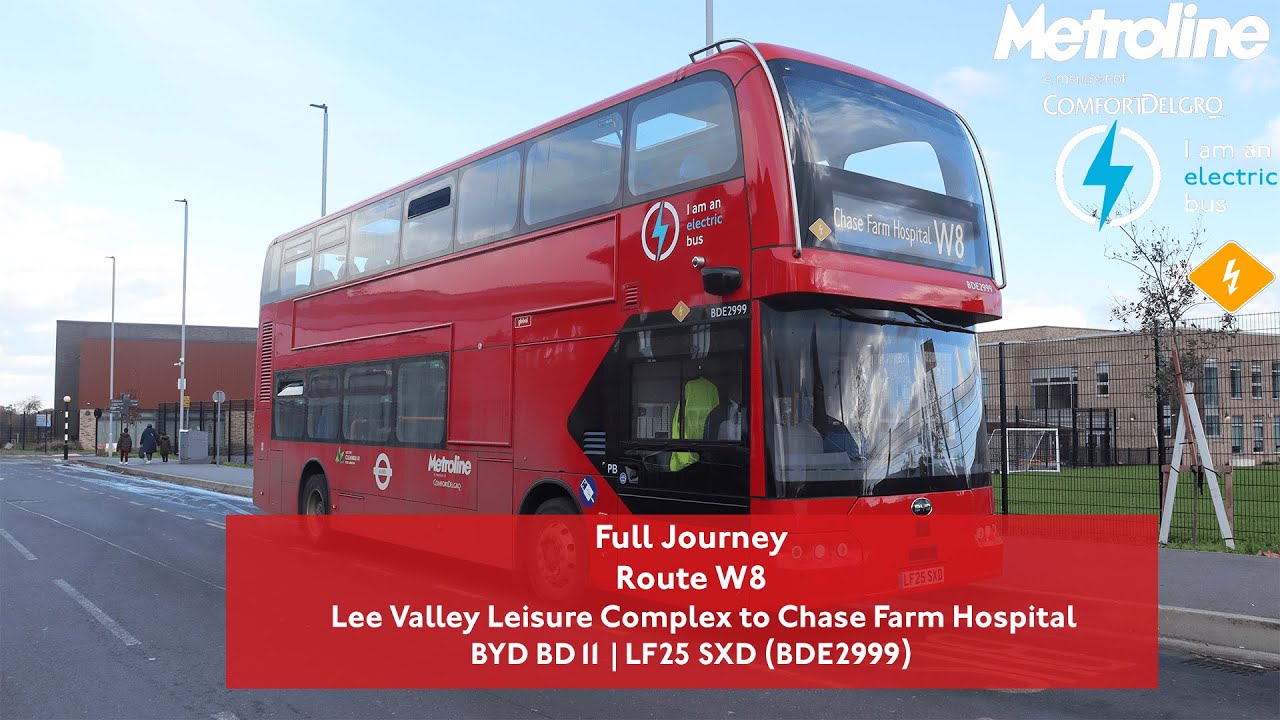 Full Journey | Route W8 to Chase Farm Hospital | Brand New BYD BD11 ⚡|  BDE2999 (LF25 SXD)