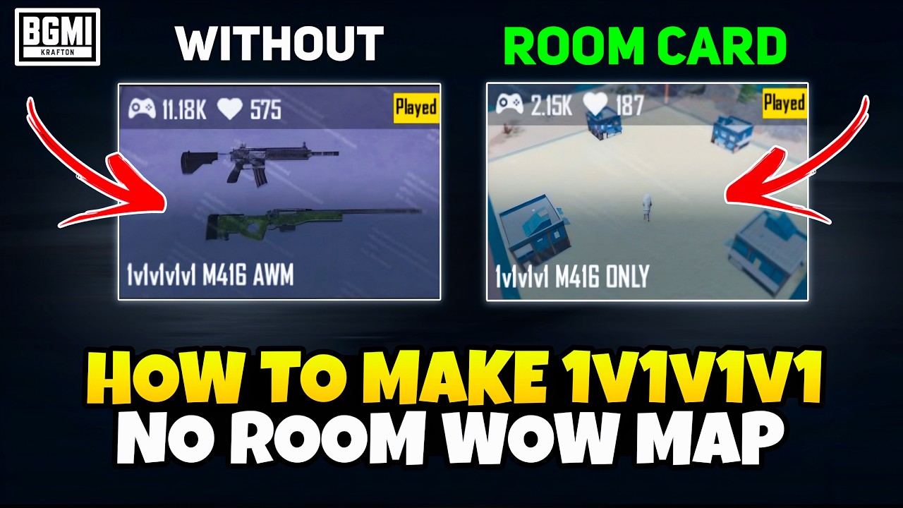 How to make 1v1v1v1 WOW Map without Room Card | How to create 1v1v1v1 WOW Map BGMI | 1v1 No Room WOW