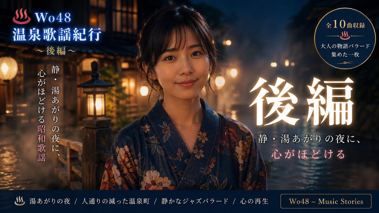 ♨️【温泉歌謡紀行】後編｜静・湯あがりの夜に、心がほどける昭和｜昭和歌謡｜Wo48