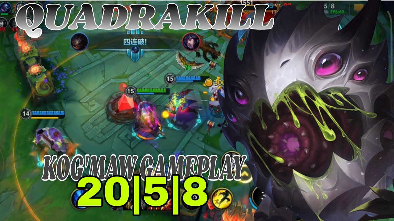 WILDRIFT AD KOG'MAW GAMEPLAY | QUADRAKILL