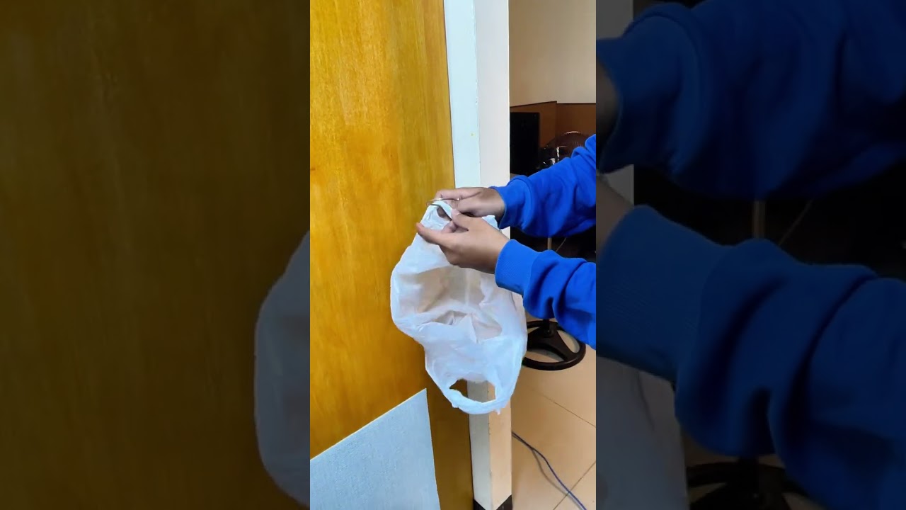 No more cluttered floors use a hanger for your trash bags.