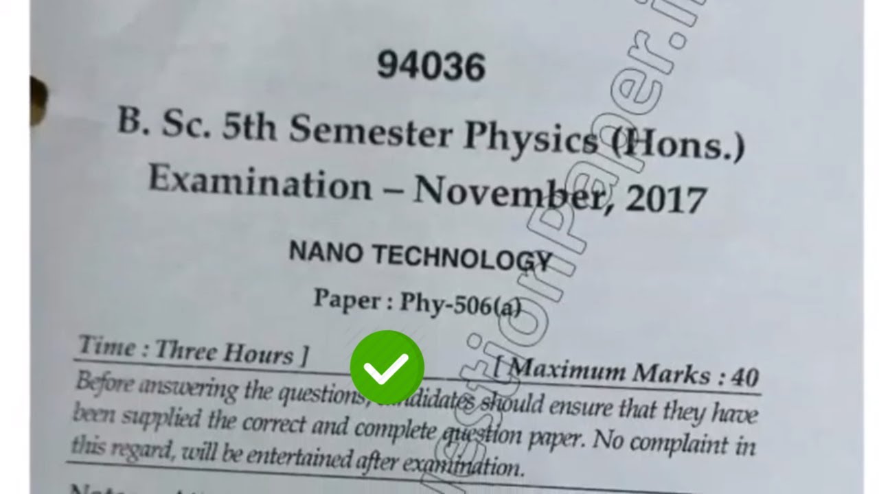 2017 Mdu BSc Physics Hons 5th Sem Nano Technology Question Paper #MduQuestionpaper