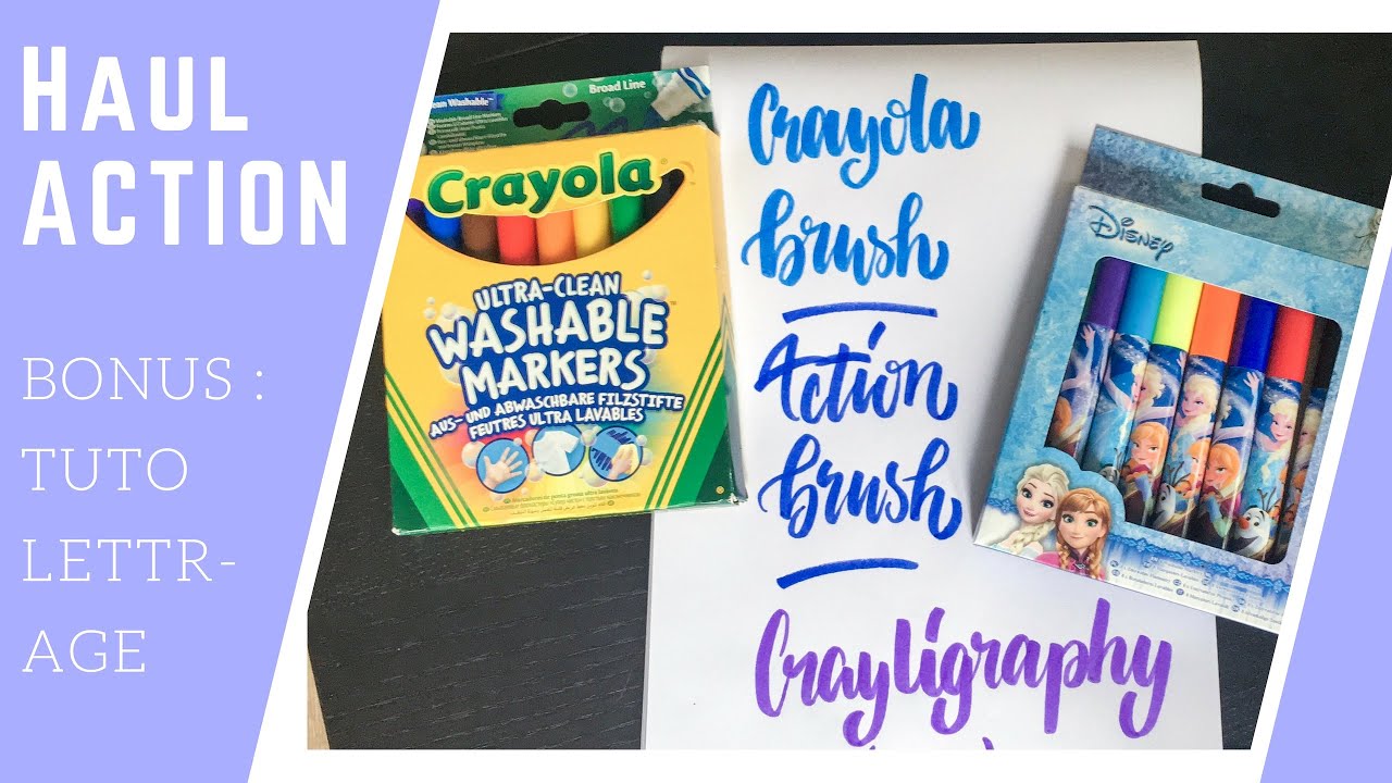 CRAYLIGRAPHY : Crayola vs Action - TEST + TUTO lettrage