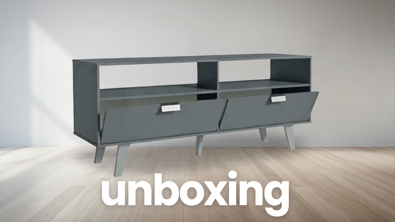 Unboxing - Rack para TV até 55 Polegadas Madesa Oslo com Duas Portas Cor Cinza