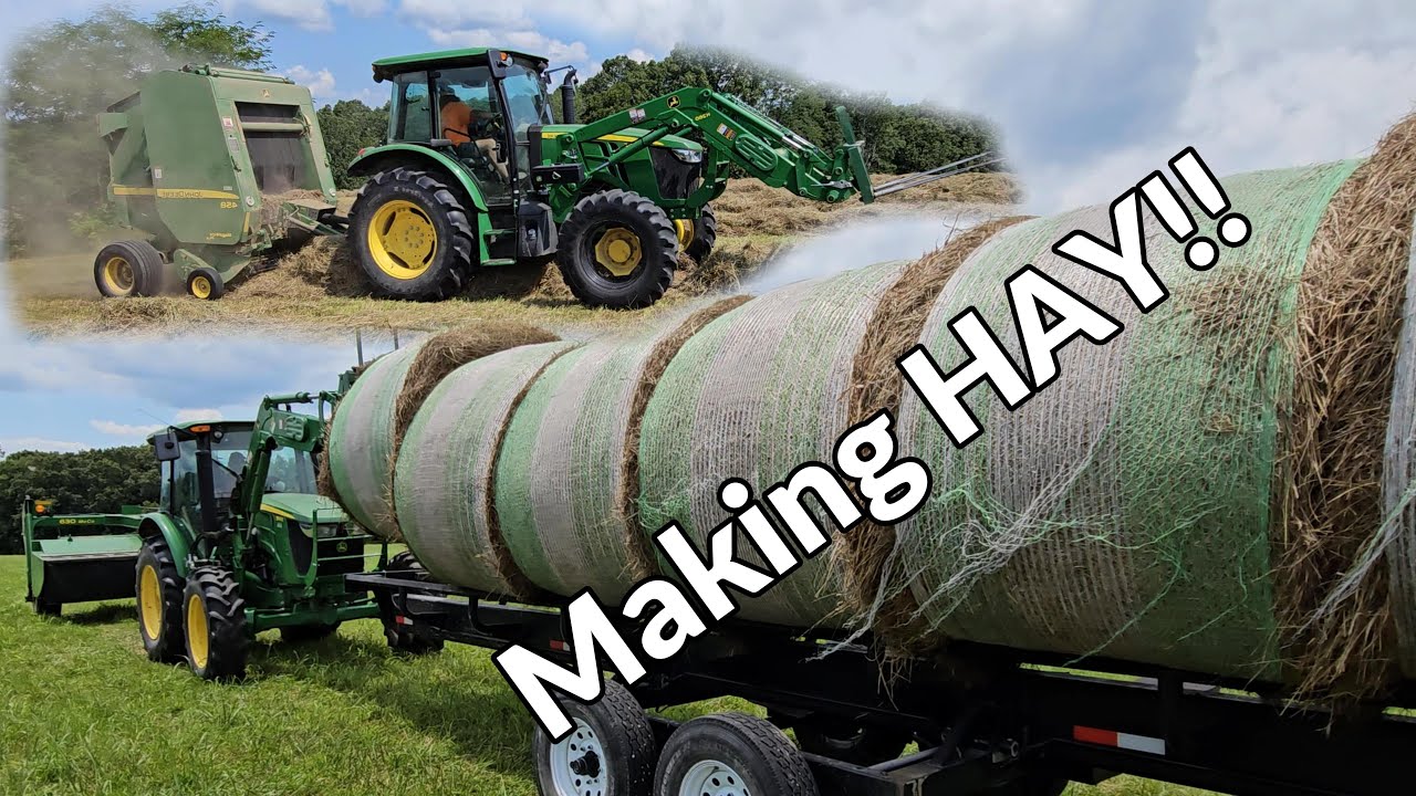 575 Acre Missouri farm cutting, baling & hauling Round bales of HAY!!