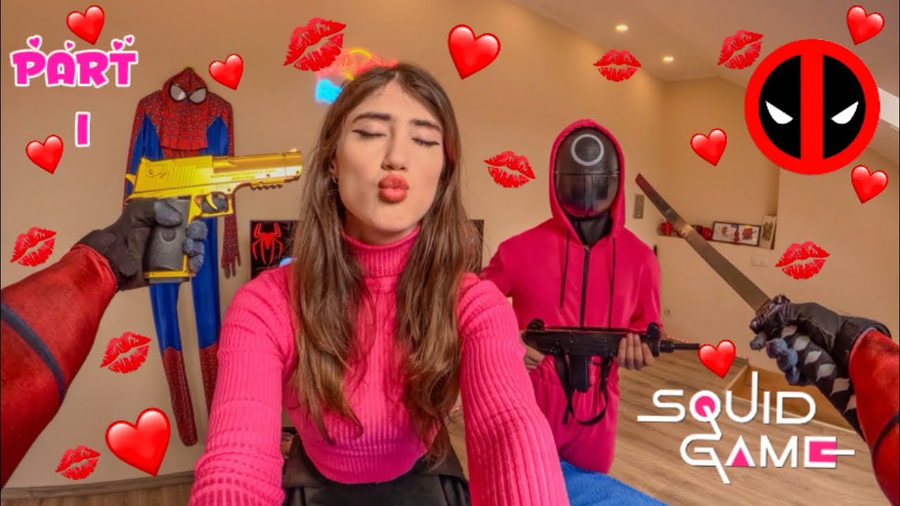CRAZY GIRL IN LOVE MAKES DEADPOOL PLAY A SQUID GAME PART I (Love Parkour POV)