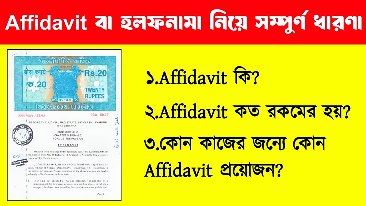 Affidavit কত রকমের হয় এবং সেগুলোর কাজ | Affidavit types 