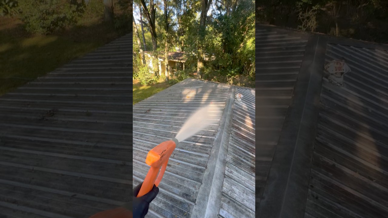 The BEST Metal Roof TRANSFORMATION 😳🔥 #softwashing #roofwashing