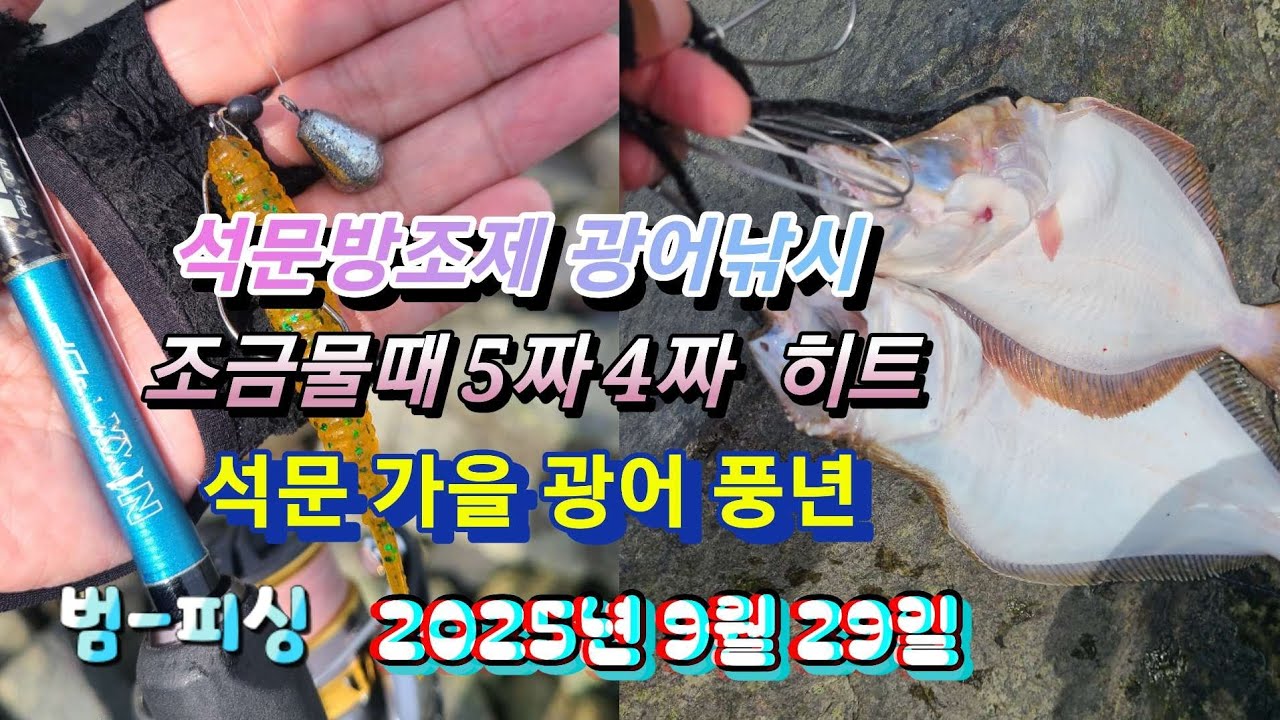 석문방조제 광어낚시 조금물때 5짜 4짜 광어 히트~
