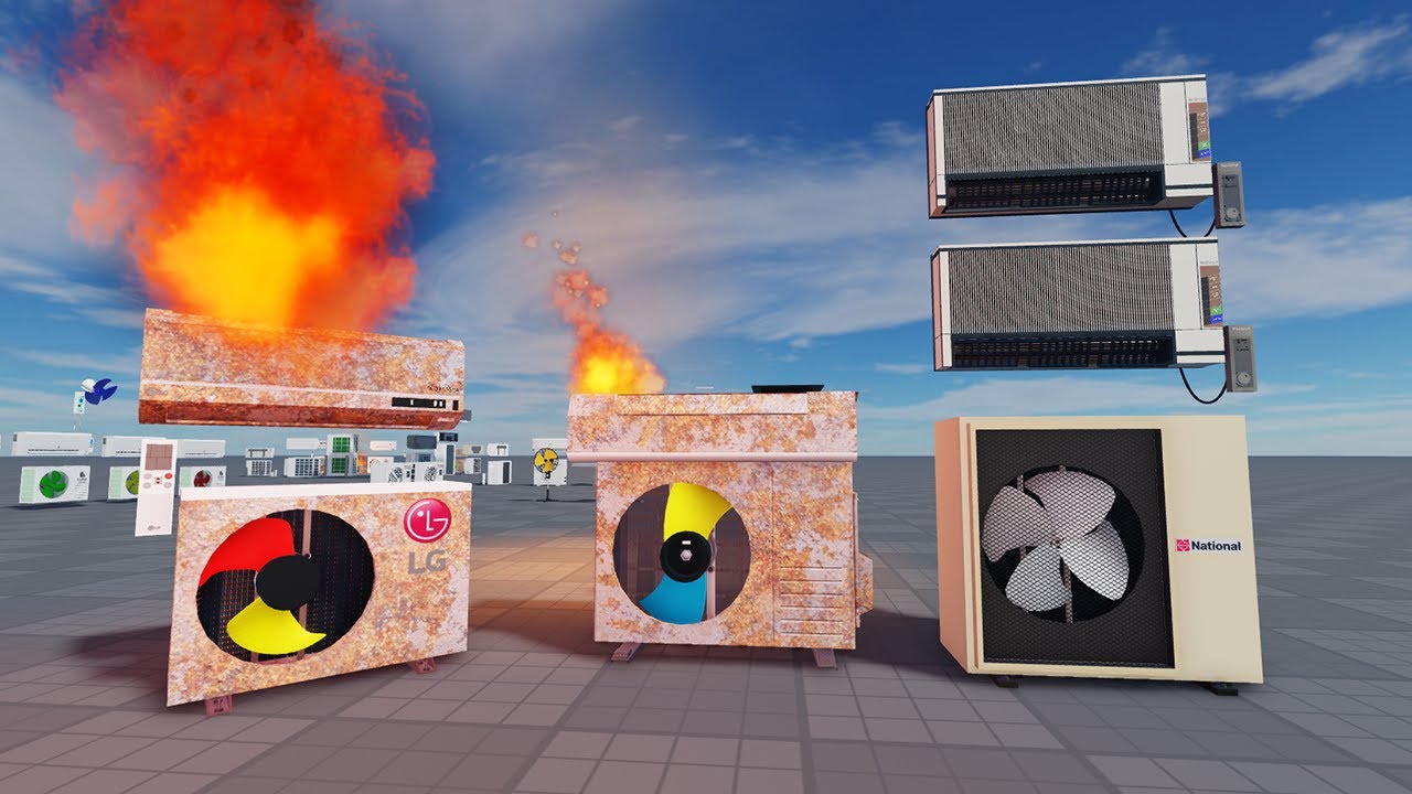 1 Unit Air Conditioner Burned in Testing AC | Roblox Funny Game