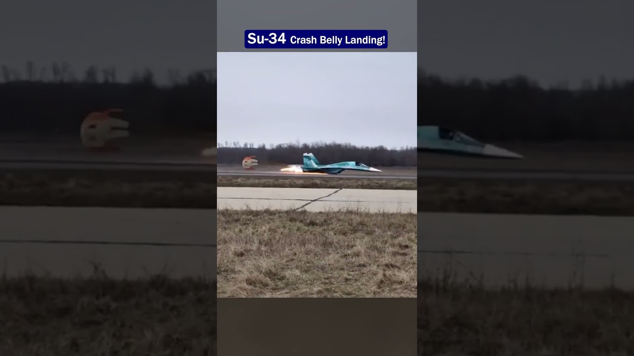 Su 34 Crash Landing! Crew Prepares for Emergency Exit!