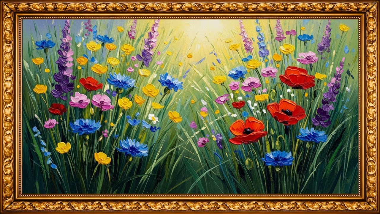 Fresh Spring Meadow Flowers 4K | Nature-Inspired Oil Art