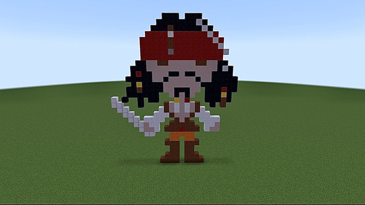 How To Build JACK SPARROW 🏴&zwj;☠️ Pixel Art In Minecraft