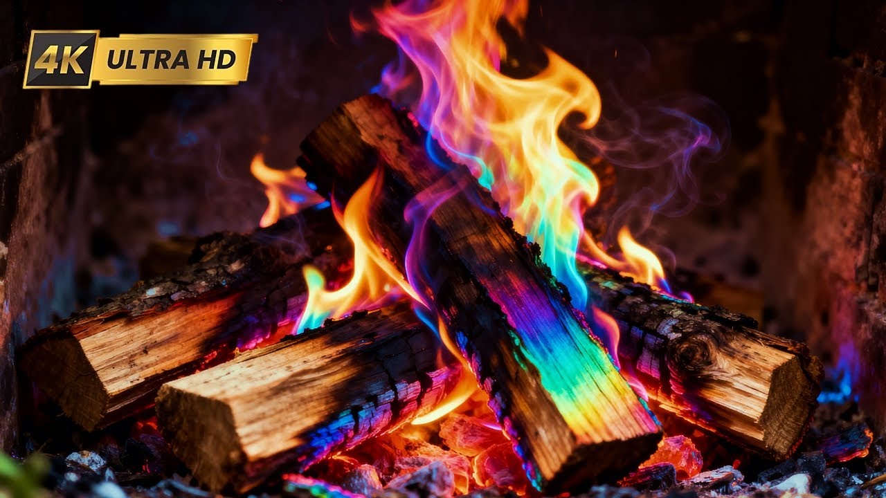 Cozy RAINBOW Fireplace 4k Ultra HD – 6 Hours Hypnotic Color-Changing Flames for Ultimate Relaxation!