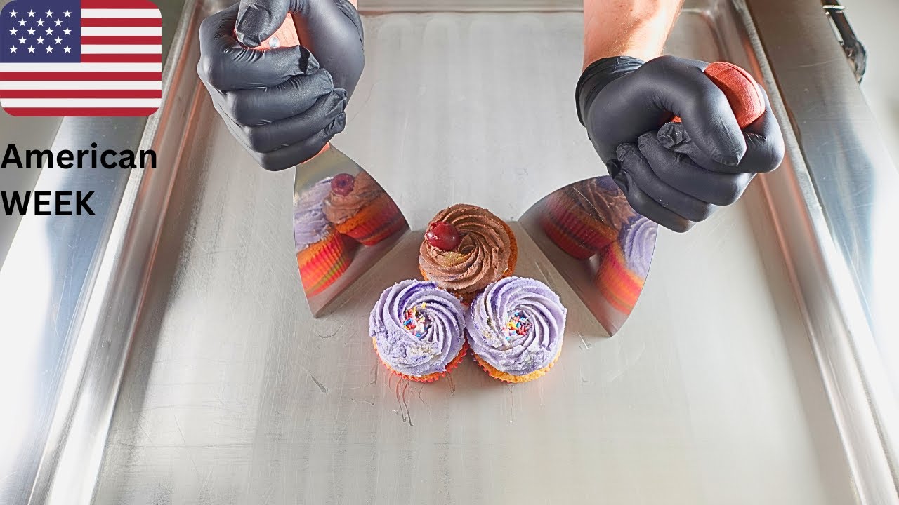 What does a Cupcake Ice Cream Rolls look like 👀🧁| ASMR no Talking #icecreamrolls #cupcake