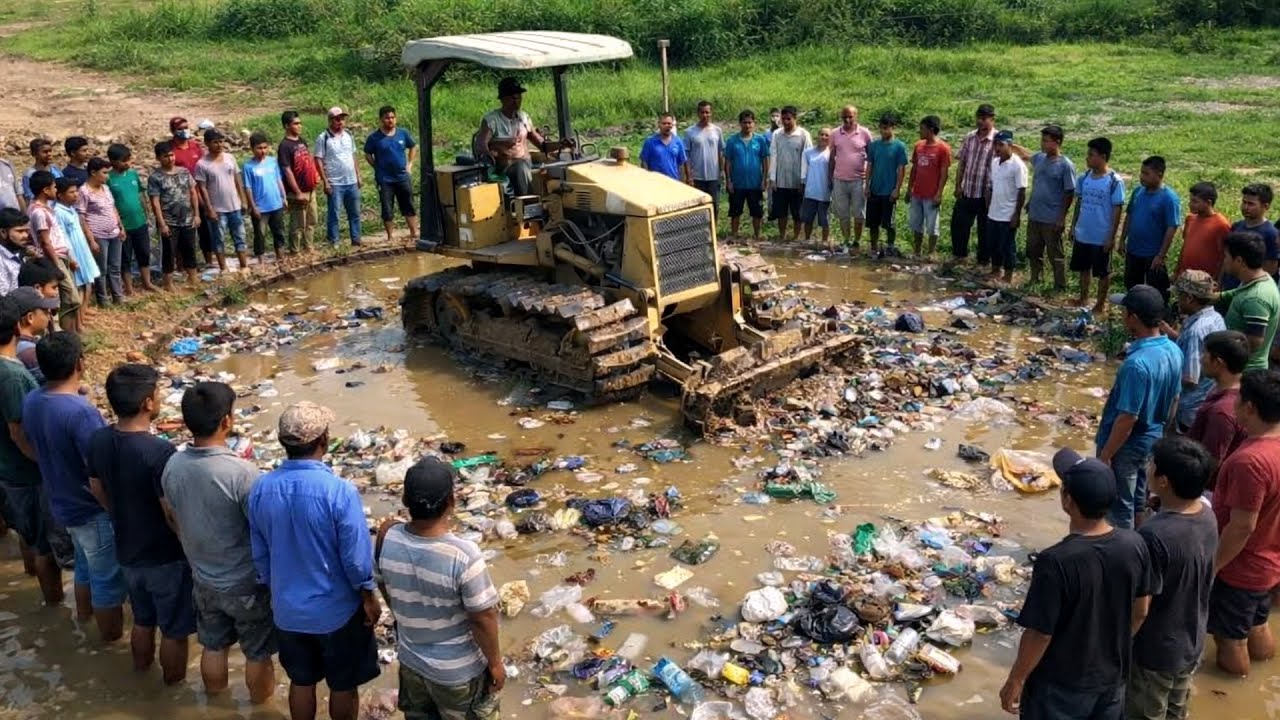 First Start New Perfect Project !! Complete100% Landfill Process by Bulldozer Komat'su & Dump Trucks