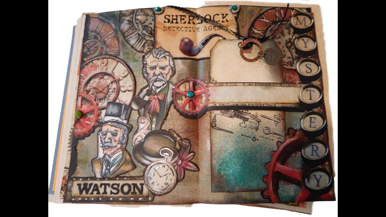 Mixed Media Tutorial - Steampunk Sherlock Journal Page - Brett Steampunk Gents