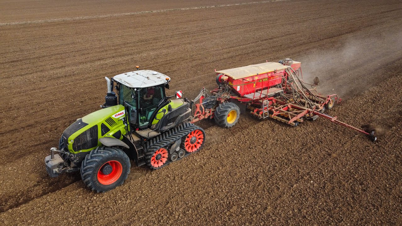 Claas Axion 960 TerraTrac + Väderstad Rapid A600C | setí jarního ječmene - Agroservis JaS s.r.o.