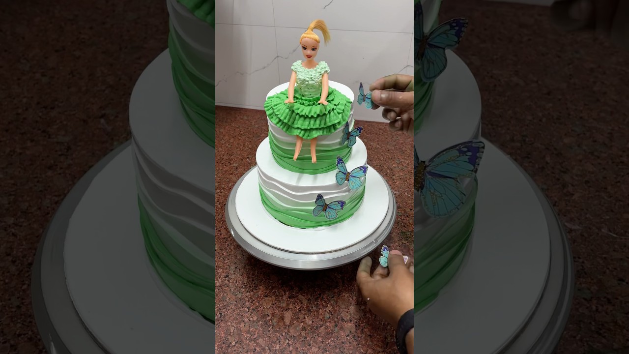 2 tier cute Barbie doll cake 