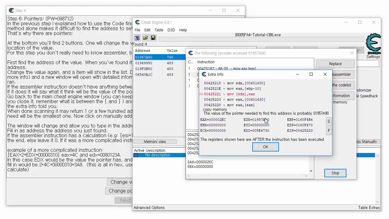 게임 메모리 해킹: 치트 엔진(Cheat Engine) 튜토리얼 6단계 해결하기 (Game Memory Hacking Tutorial by Using Cheat Engine #7)