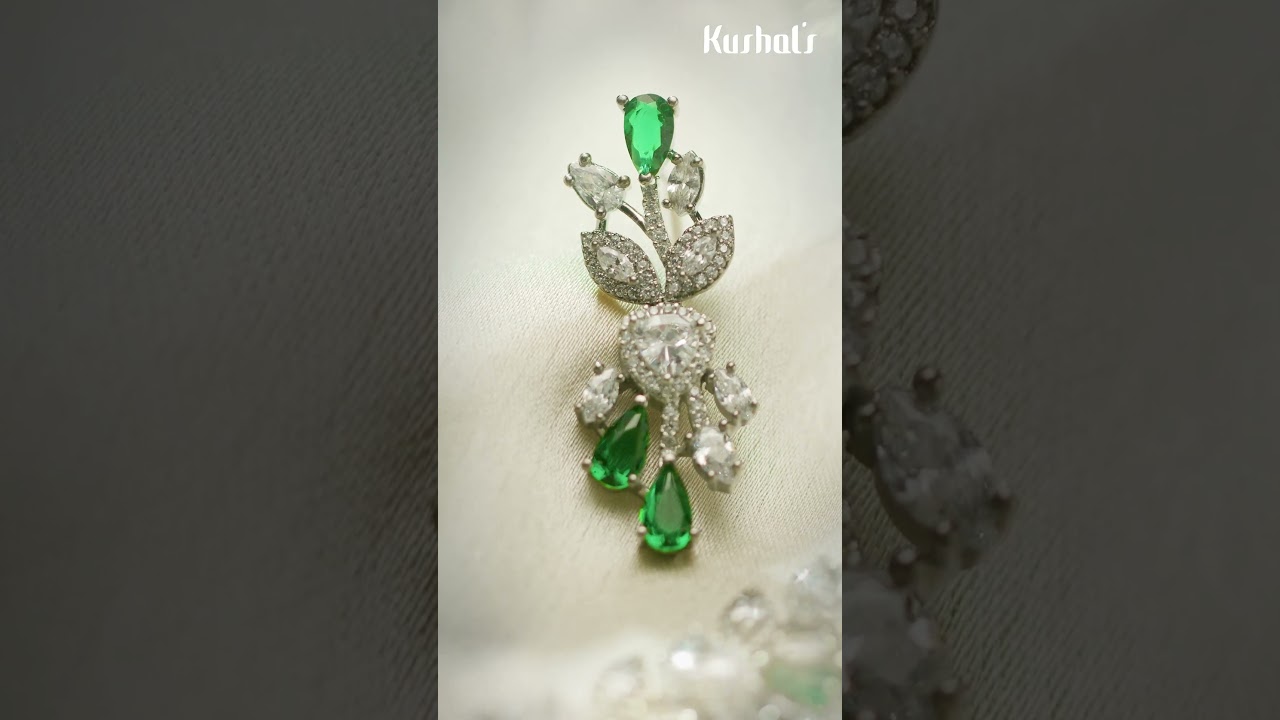 Ravishing Diwali Emerald Green Zircon Set | Festive Zircons | Kushal's Fashion Jewellery