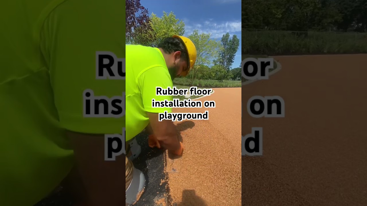Rubber floor installation on playground