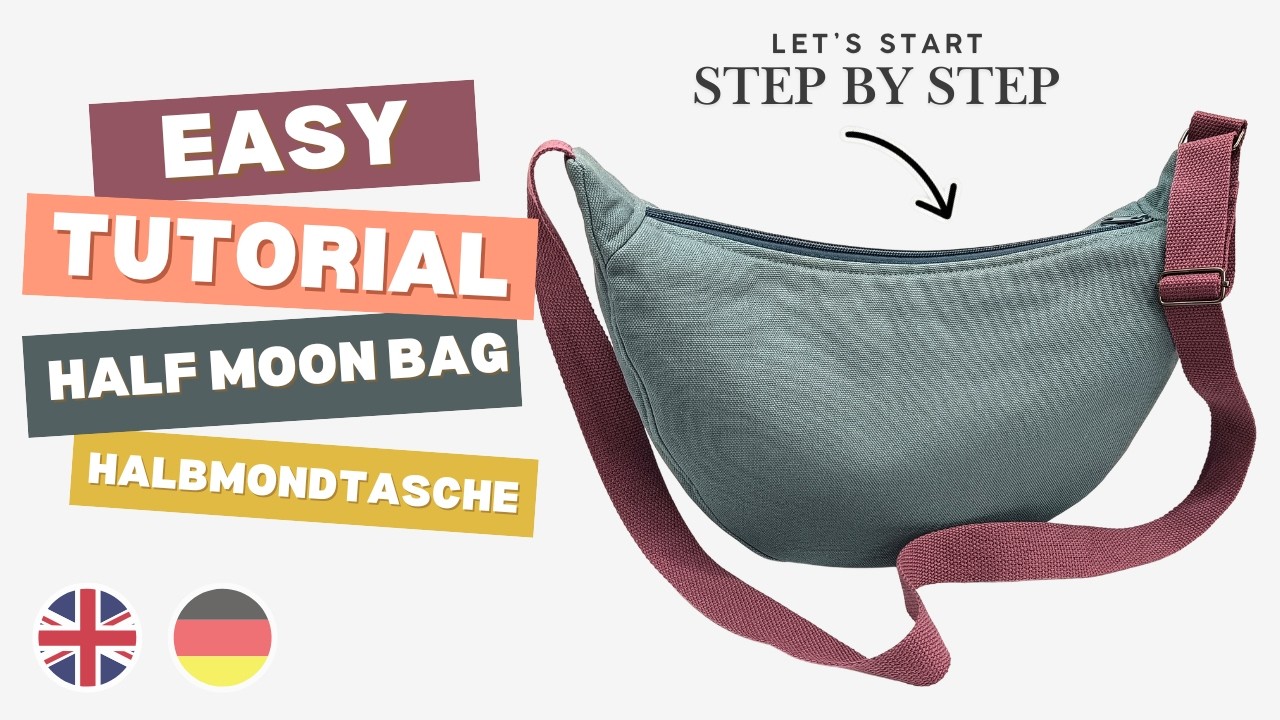 Halbmondtasche ganz einfach nähen, half moon bag sewing tutorial