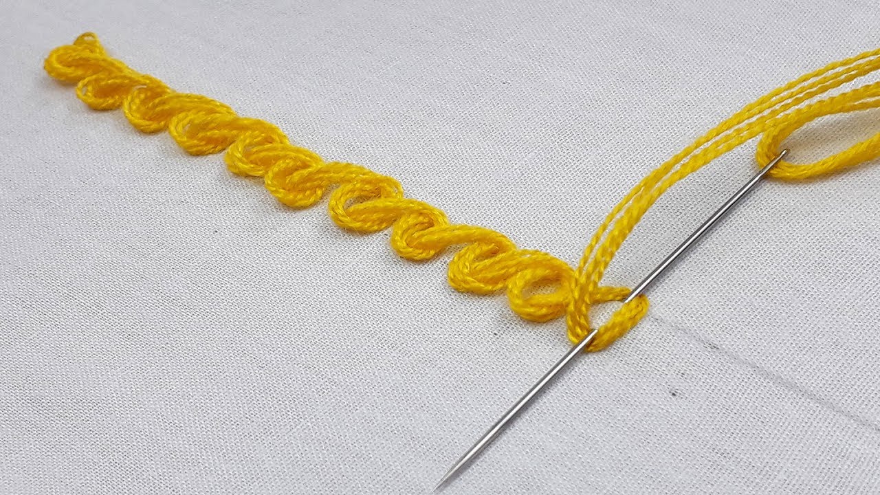 basic scroll stitch border design tutorial/hand embroidery basic scroll stitch