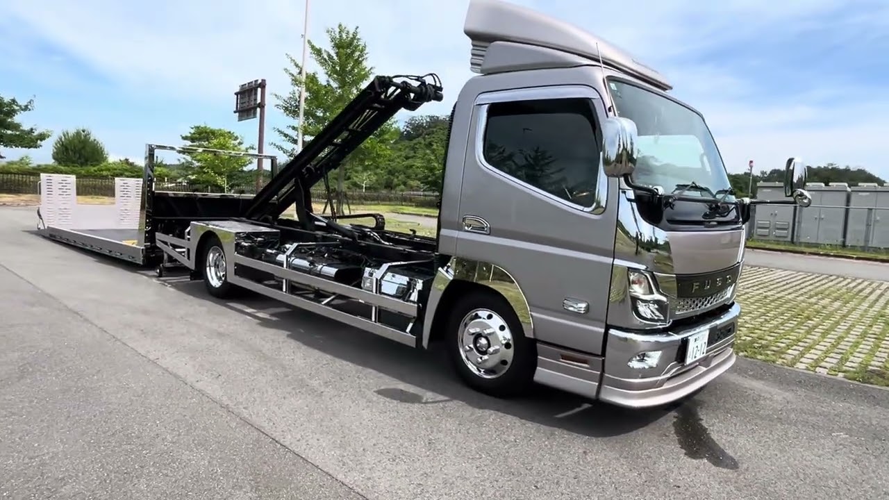 キャンター積載車カスタム：極東フラトップゼロ・オーバーハングサイドバンパー製作
