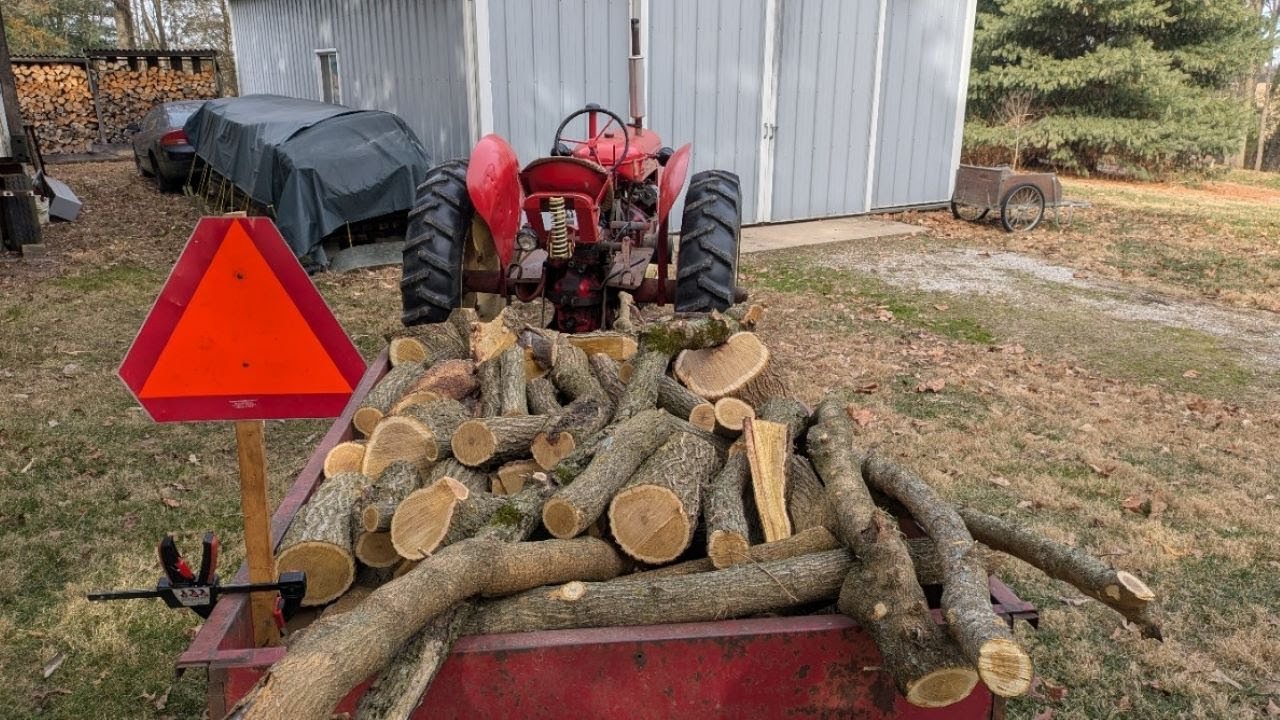 Splitting firewood by hand.