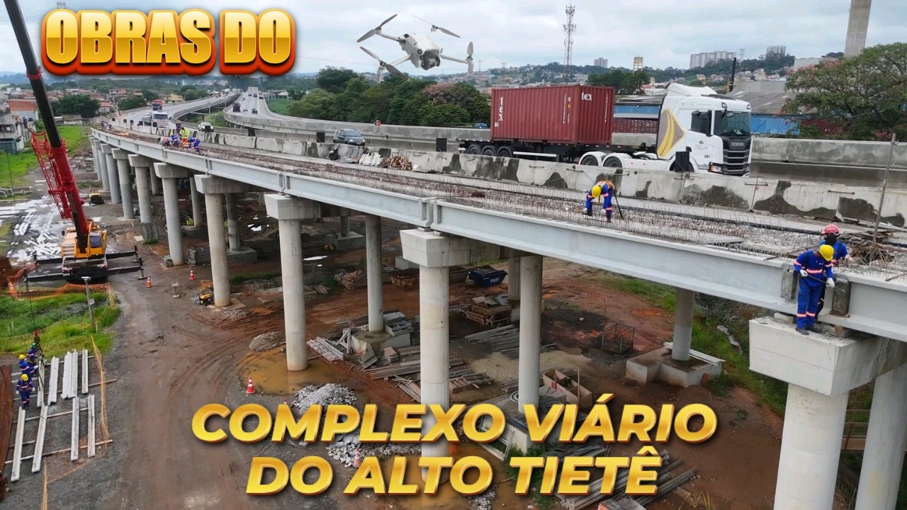 Vídeo pegando fogo! Drone mostra as obras do Complexo Viário do Alto Tietê - Rodoanel Leste - SP