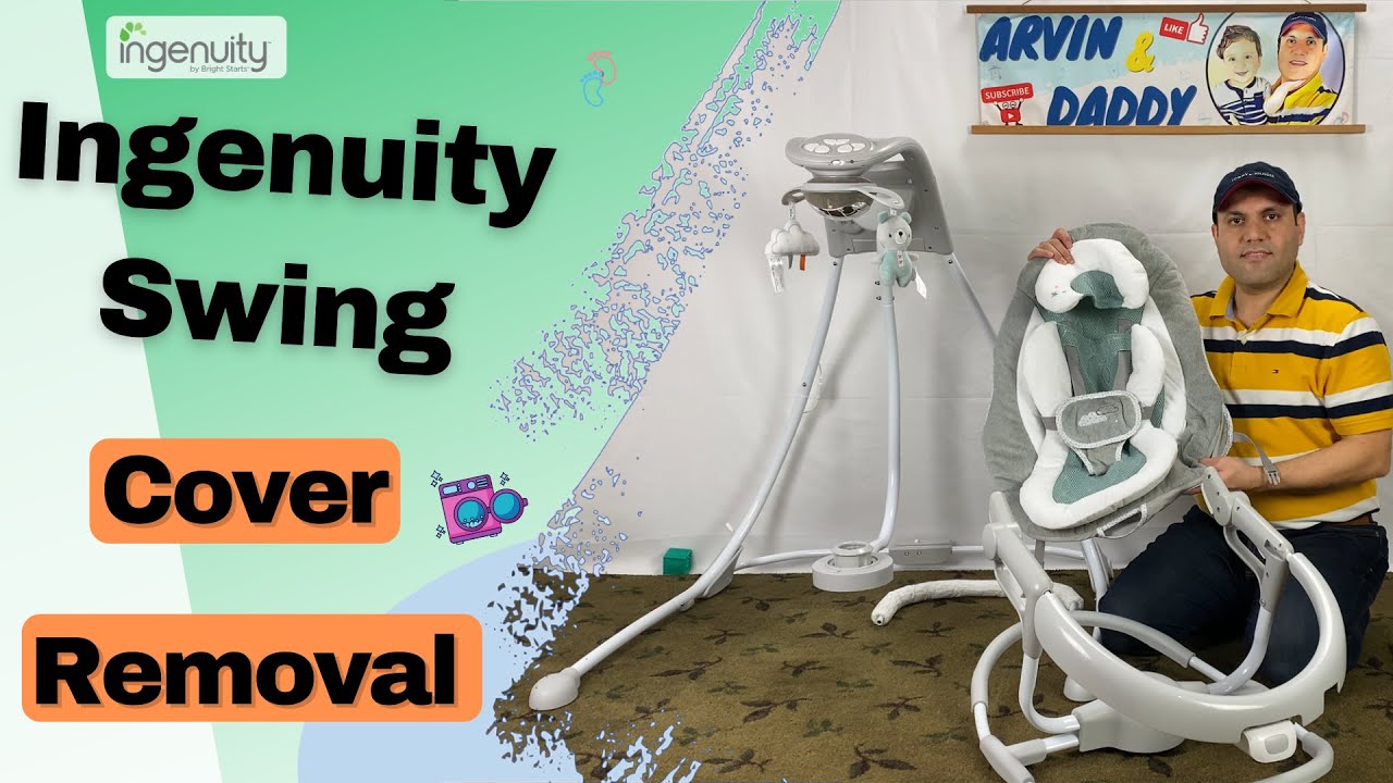 Ingenuity Swing: как снять чехол и постирать (Ingenuity Dreamcomfort Inlighten Cradling Swing)