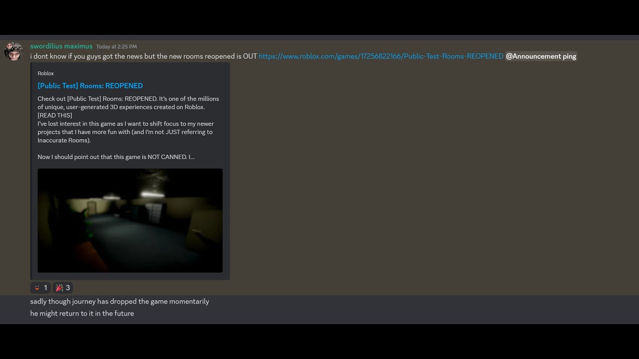 Playing new Rooms: REOPENED (A-1 to A-100)