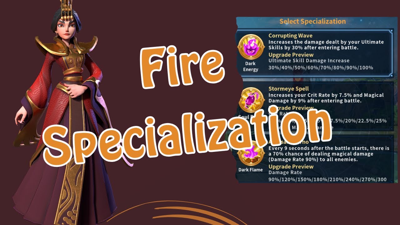 حرب الممالك | خصائص الابطال | ابطال مسيرة النار