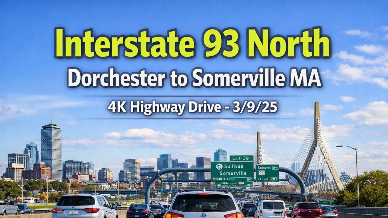 🛣️ Interstate 93 North | Dorchester to Somerville MA | 4K Highway Drive - 3/9/25