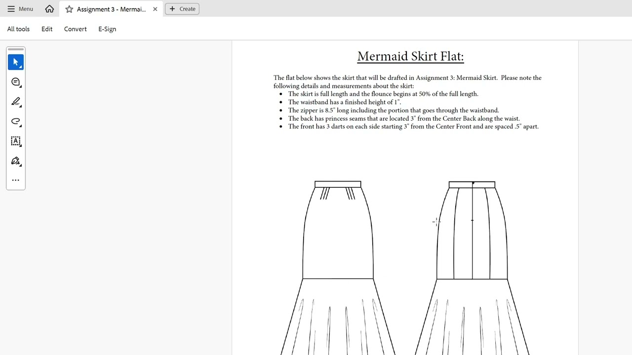 FD25 Mermaid Skirt Draft