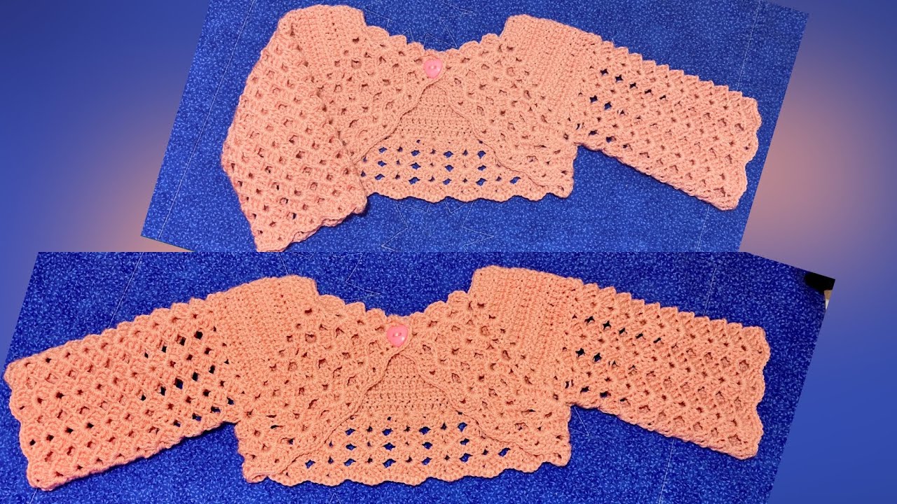 Bolerito para bebe tejido a crochet en manga larga | Paso a paso