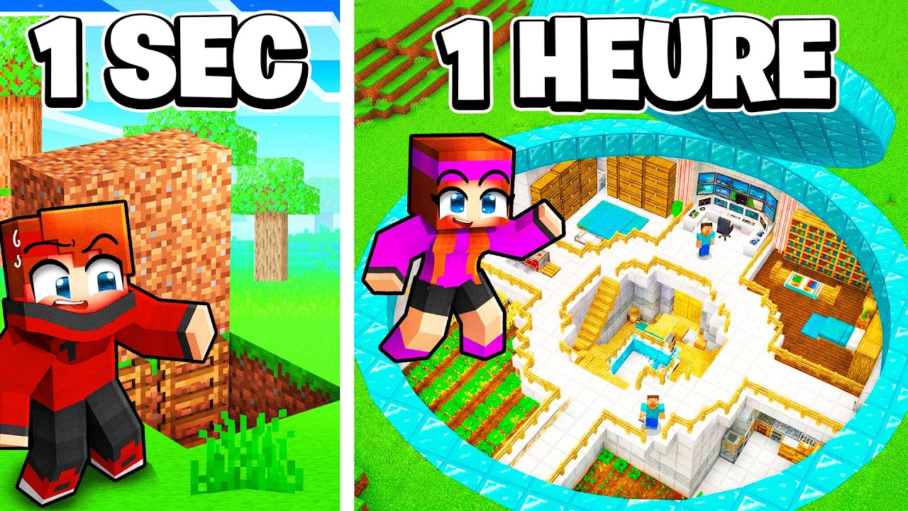10 secondes VS 1 Heure pour construire un BUNKER secret sur Minecraft !