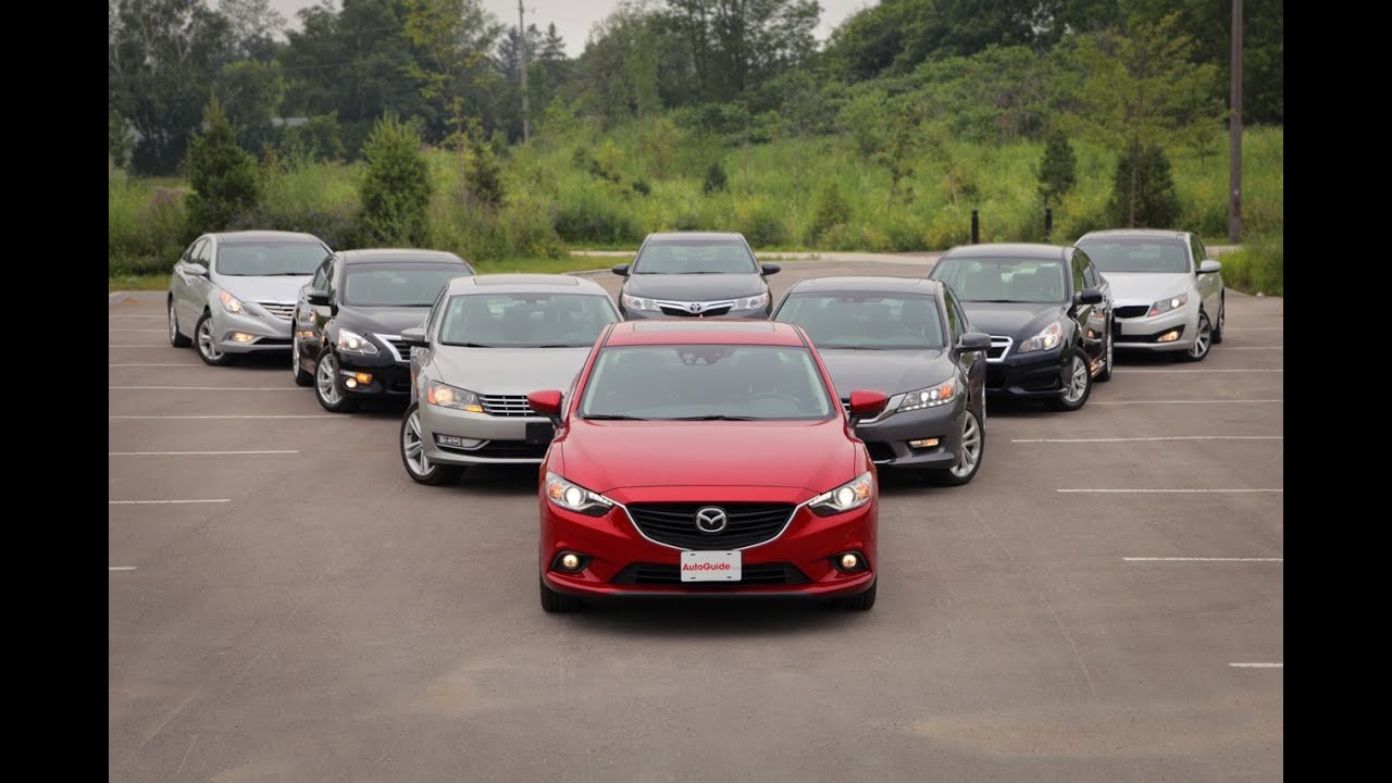 Сравнительный тест среднеразмерных седанов 2013–14 годов: Toyota Camry, Honda Accord, Mazda6 и др...