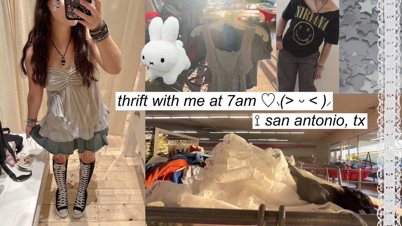 thrift with me @ 7am: alt, grunge coquette, skater, hot topic, brandy