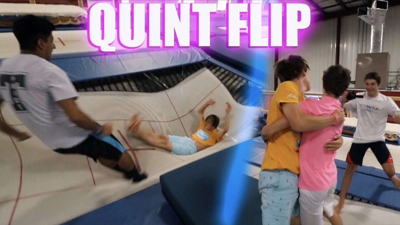 HIS FIRST QUINT FLIP... (supertrampoline park)