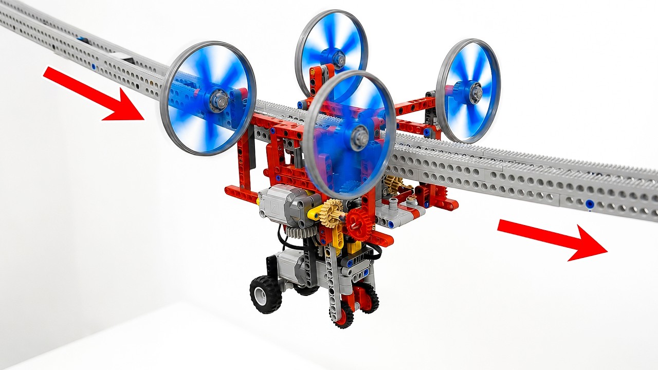 Testing LEGO Propeller Vehicle Run on Longest Beam Rail | Smart Lego
