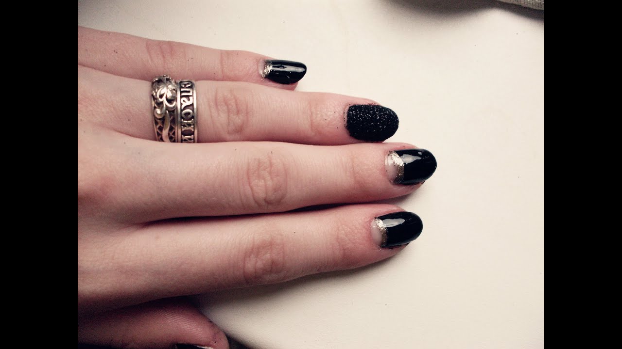 Black and Gold colors Nail Art | Nail art by Risha 2014 | Easy nail art